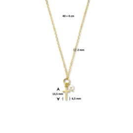 collier parel en kruis 2,0 mm 40 + 4 cm