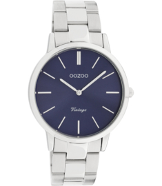 OOZOO Vintage zilver/blauw 38 mm