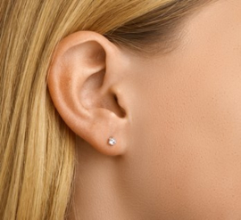 Witgouden oorstekers hexagon 3,5 mm