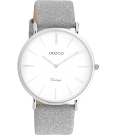 OOZOO Vintage zilver/wit glitter 40 mm