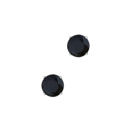 Zilveren oorstekers rond zirkonia zwart 7 mm