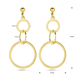 vergulde oorhangers:cirkels