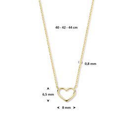 9k collier hart 40 - 42 - 44 cm