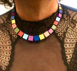 Handgemaakte matte multicolor collier