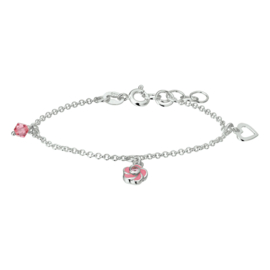 armband bloem en roze zirkonia 13 + 2 cm