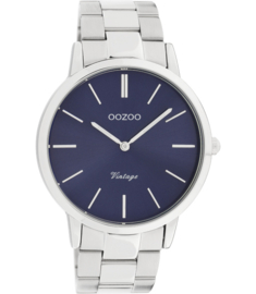 OOZOO Vintage zilver/blauw 42 mm