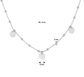 zilveren set collier en armband met ronde plaatjes