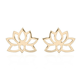 zilver vergulde oorknopjes: lotus