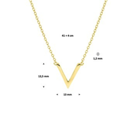 Vergulde set:Collier V met oorknopjes V