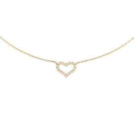 Gouden collier zirkonia hart