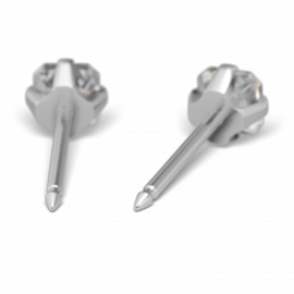 Zweerknopjes edelstaal vierkant zirkonia 4 mm