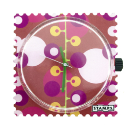 STAMPS-horloge purple bubbles