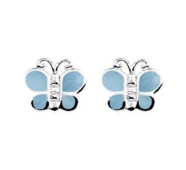 Zilveren oorstekers vlinder parelmoer blauw