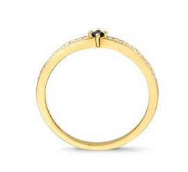 Gouden ring zwart/witte zirkonia
