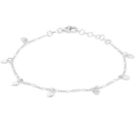 zilveren set collier en armband met hartjes