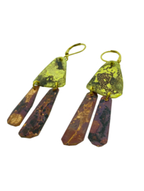 gepatineerd messing/koper hang oorbellen