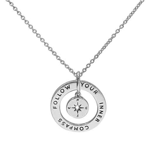 zilveren ketting met hanger kompas