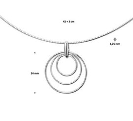 Collier rondje 1,25 mm 42 + 3 cm