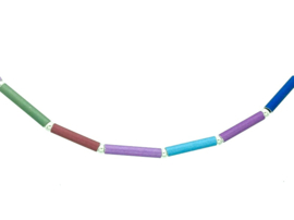 Handgemaakt multi-collier met buisjes op edelstaal