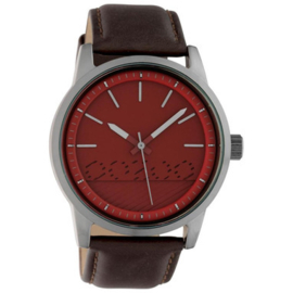 OOZOO Timepieces burgundyrood/bruin 45 mm
