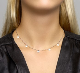 zilveren set collier en armband met ronde plaatjes