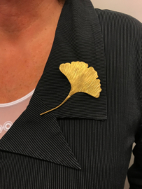 Ginkgo broche goudkleur groot