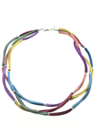 Handgemaakt collier golven multicolor