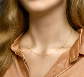 Goud op zilveren collier steentjes