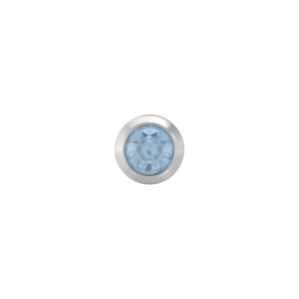Zweerknopjes edelstaal aquamarine ronde zetting 3 mm