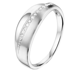 Zilveren ring poli/mat zirkonia