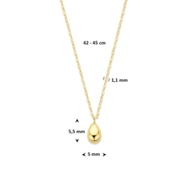 9k collier druppel 42 - 45 cm