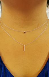 Zilveren collier coin / staafje