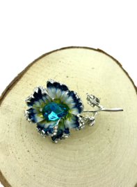 Broche bloem blauw