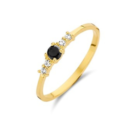 Gouden ring zwart/witte zirkonia