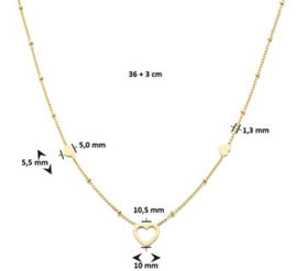 Collier hartjes 1,3 mm 36 + 3 cm