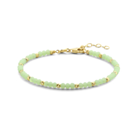 Armband gediamanteerd met lichtgroen glas