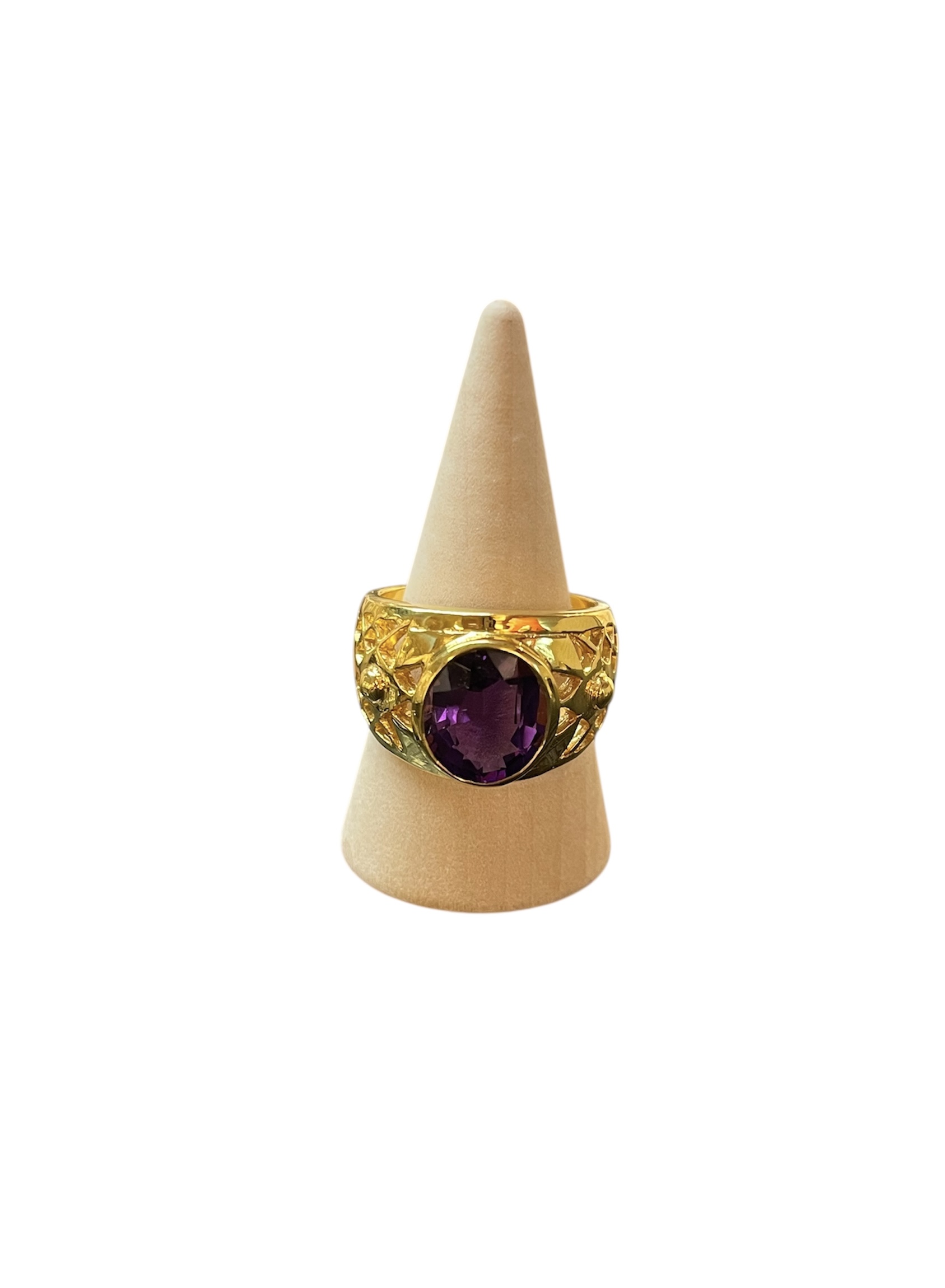 Handgemaakte vergulde zilveren spinel ring