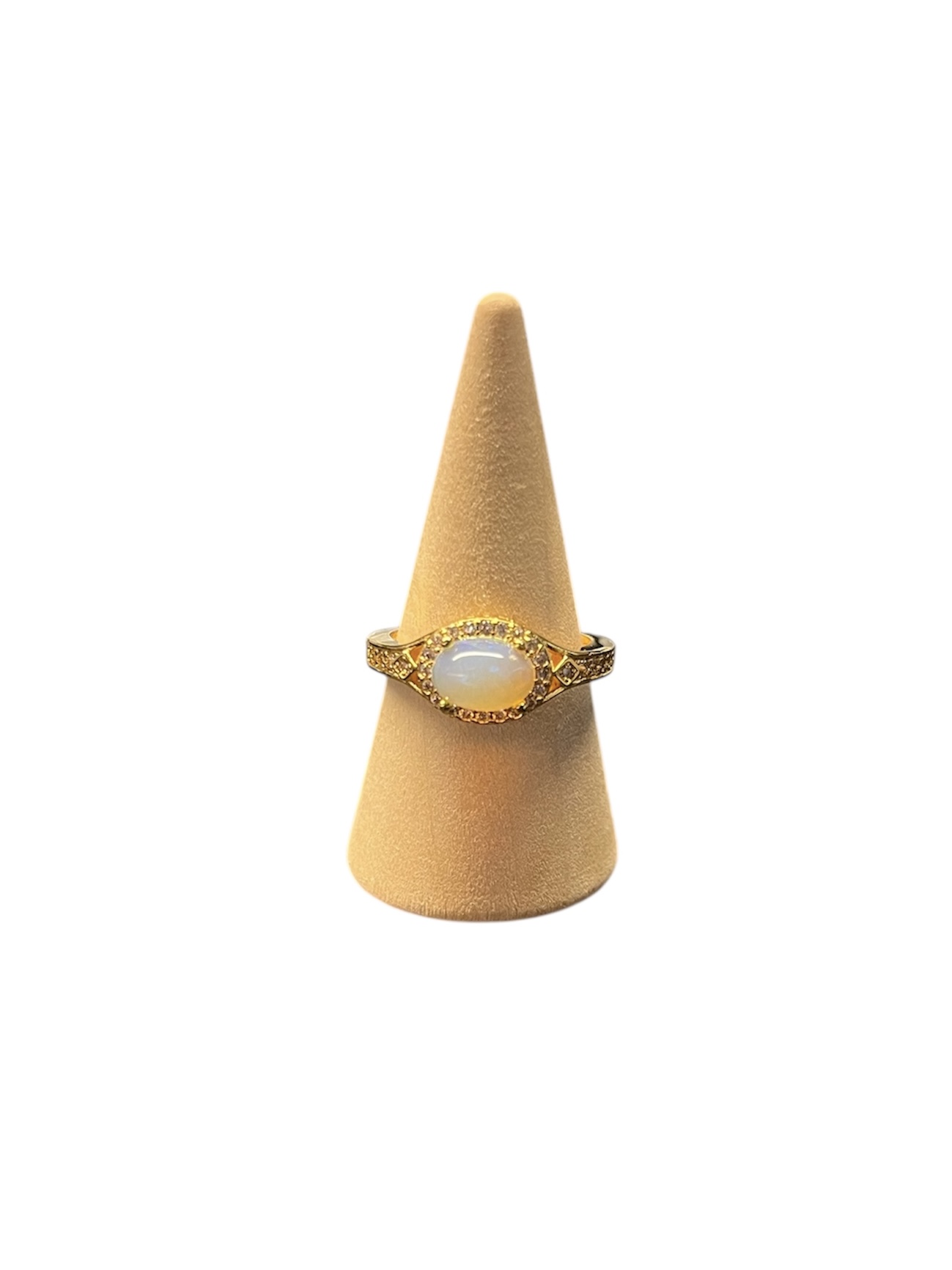 Handgemaakte vergulde zilveren opal ring