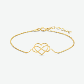 Gouden armband infinity en hart