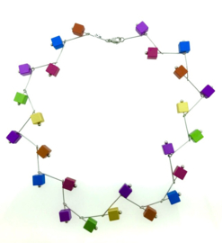 Handgemaakte multicolor collier vierkant