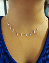 Zilveren collier blaadjes