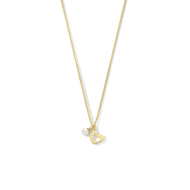 Gouden collier parel en hart