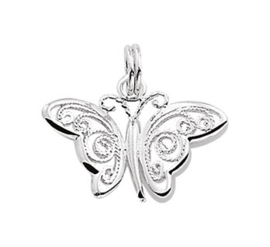 Zilveren kettinghanger vlinder sierlijk