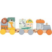GEKLEURDE HOUTEN TREIN ''SAFARI''
