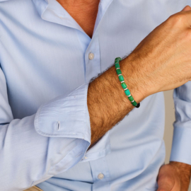 kralenarmband groen agaat en lavasteen 5,5 mm 16 - 26 cm