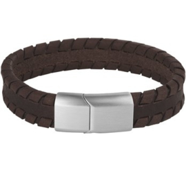 Armband leer donkerbruin 12 mm 19 cm