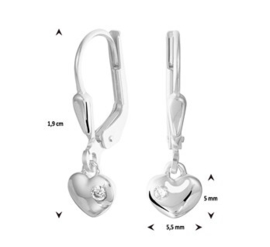 Zilveren oorhangers hart zirkonia