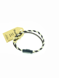 Armband leer bruin/wit 21 cm