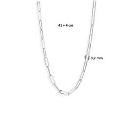 zilveren set collier en armband paperclip 3,7 mm