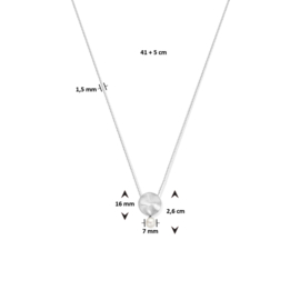 zilveren ketting met pareltje en een  rondje